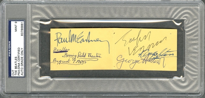 1963 “The Beatles” Multi-Signed and Encapsulated 2” x 6” Album Page with Signatures Graded PSA/DNA MINT 9 – Featuring All Four Members! (PSA/DNA)